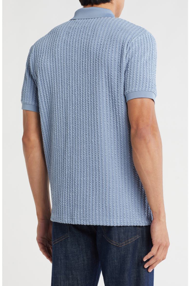 Vertical Stripe Textured Quarter Zip Polo, Alternate, color, BLUE