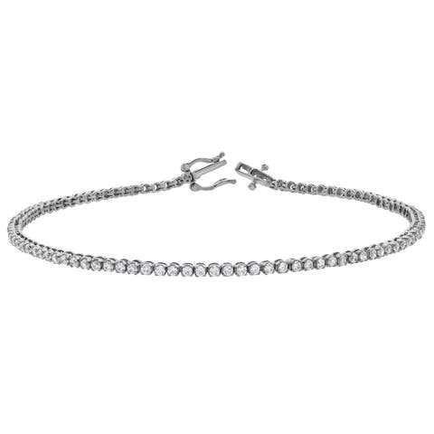 Amora 1 Ct 14K Gold Natural Diamond Tennis Bracelet