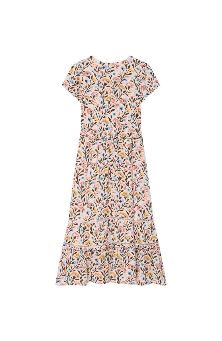 MINT VELVET Floral Print V-Neck Midi Dress, Alternate, color, Orange