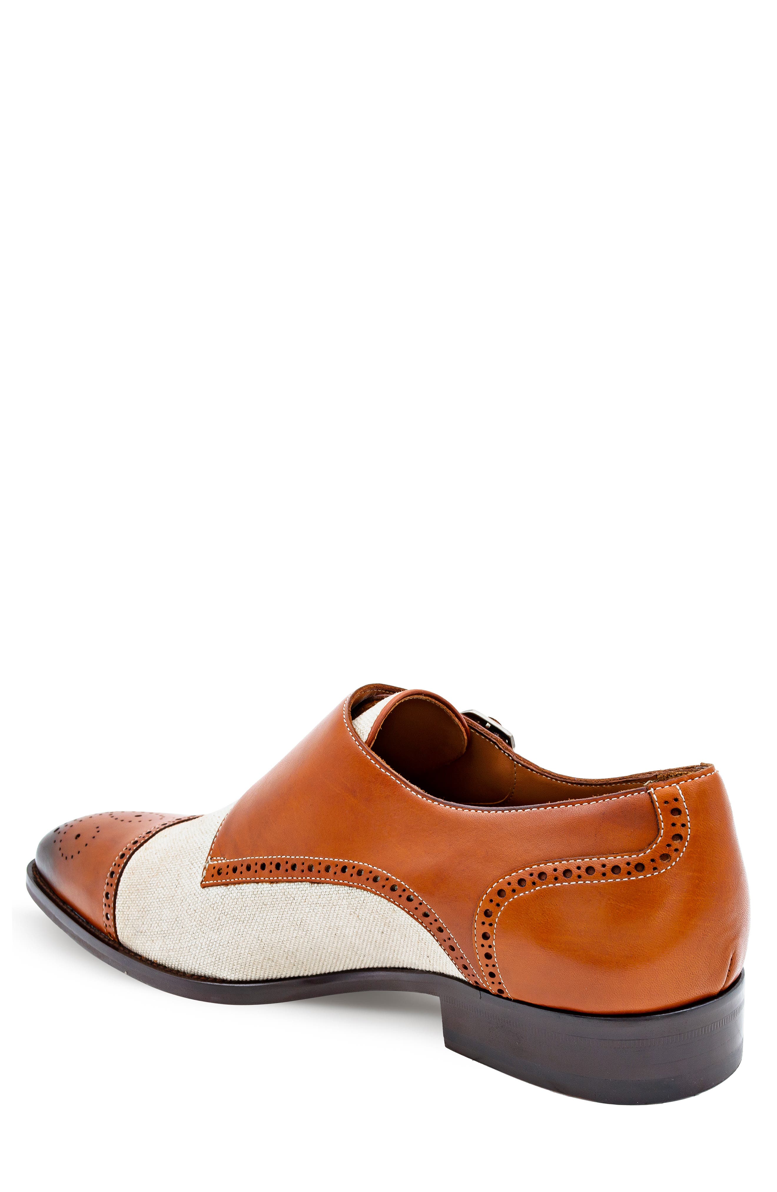 Mezlan Patina Monk Strap Loafer, Alternate, color, Dark Cognac/ Natural