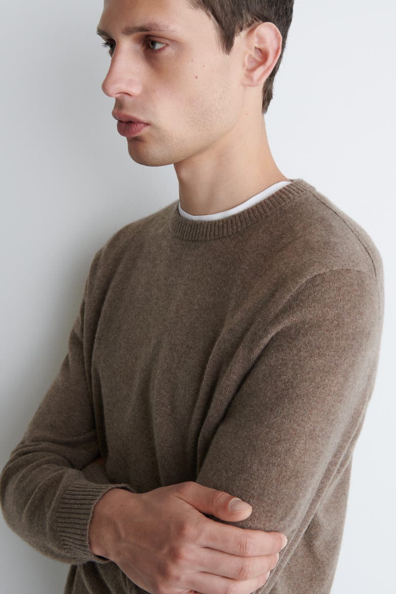 Seamless Cashmere Crew-Neck Sweater, Alternate, color, DARK UNDYED