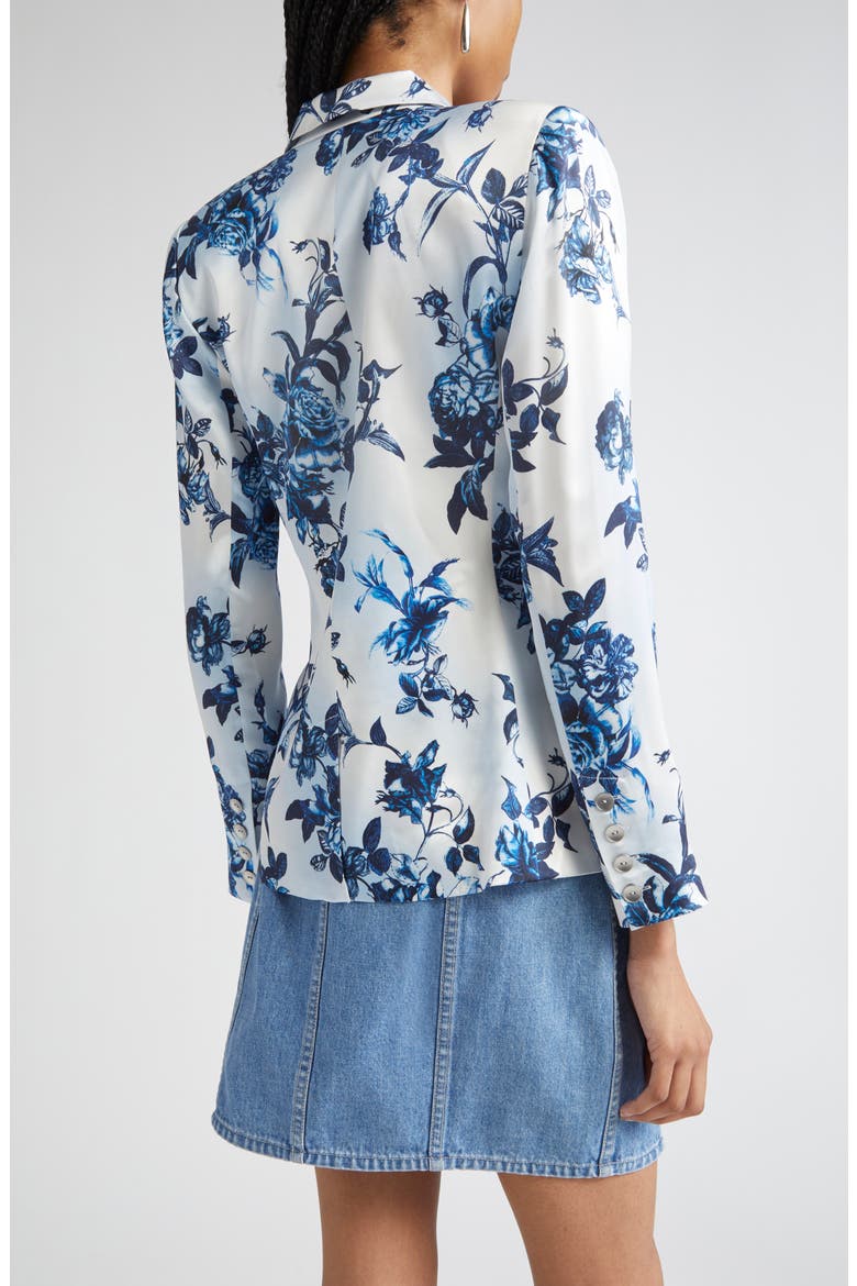 Colin Floral Double Breasted Silk Blazer, Alternate, color, WHITE/ BLUE PAINTERLY FLORAL
