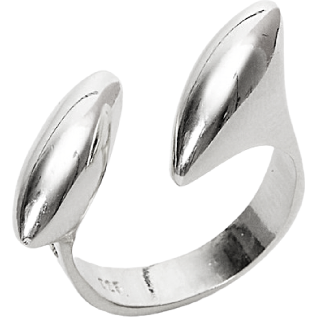 Spero London Double Marquise Sterling Silver Adjustable Ring In Metallic