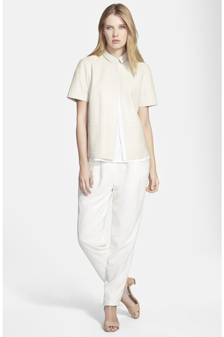 Pleat Front Crepe Ankle Pants, Alternate, color, CLOUD