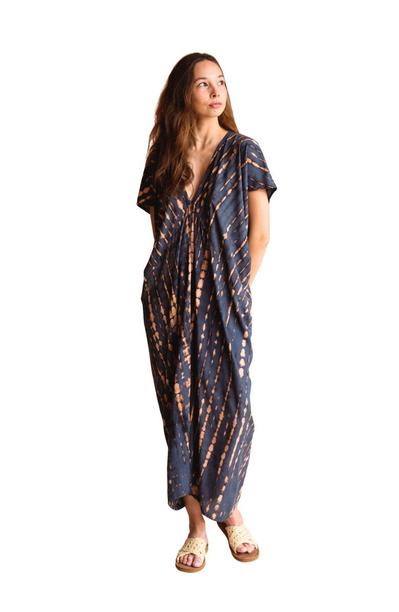 PINK HALEY Madella Printed Kaftan Dress, Main, color, Deep Sea Blue
