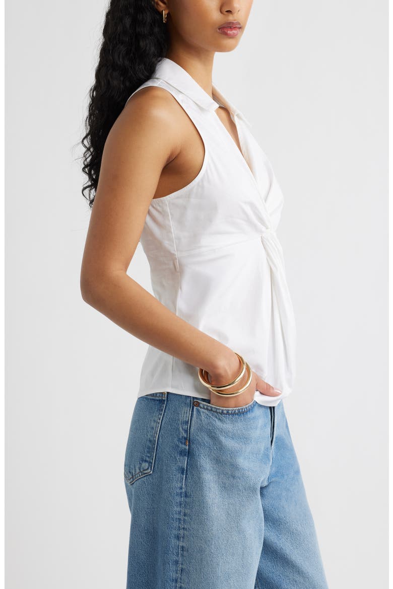 Twist Front Poplin Top, Alternate, color, WHITE