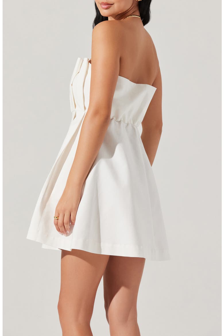 Clemira Pleated Strapless Cotton Dress, Alternate, color, WHITE