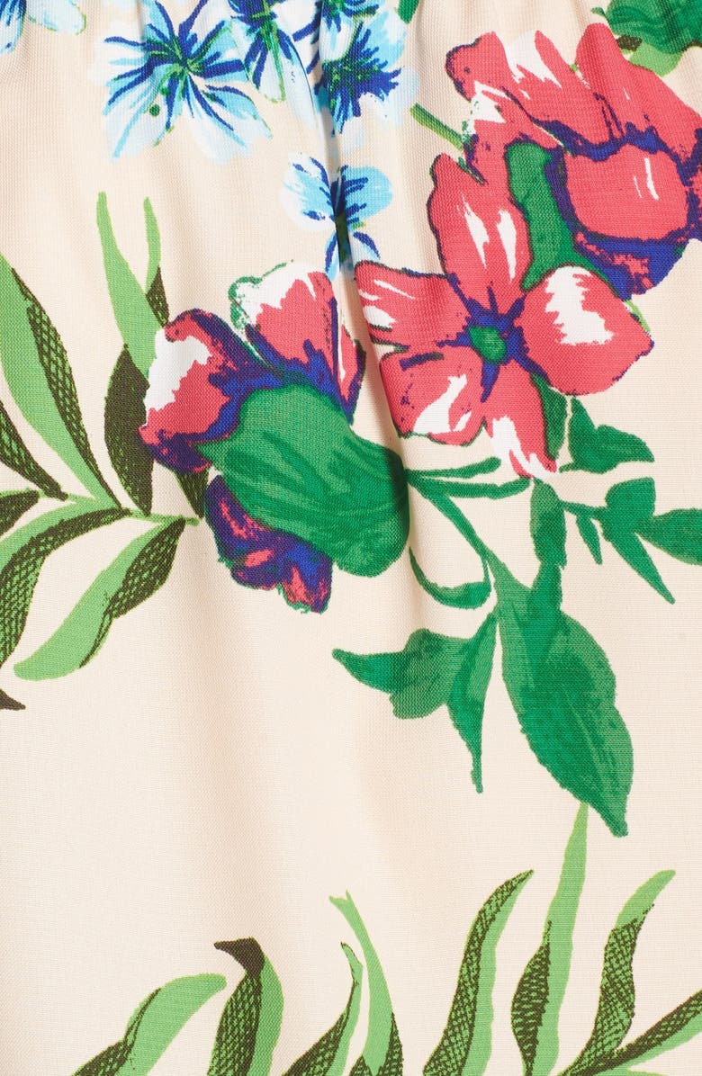 Fraiche by J Off the Shoulder Print Romper, Alternate, color, Peach