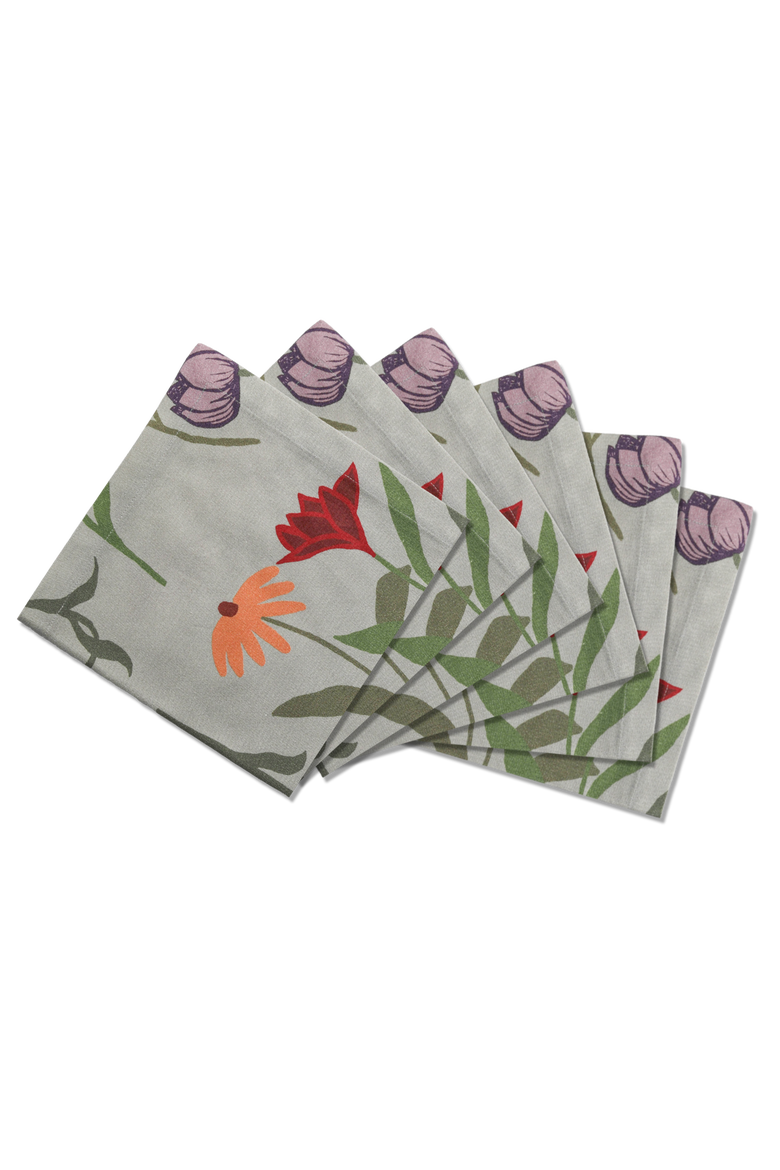 Napkins Picnic on the Meadow Offcut Version - Set of 6, Main, color, White