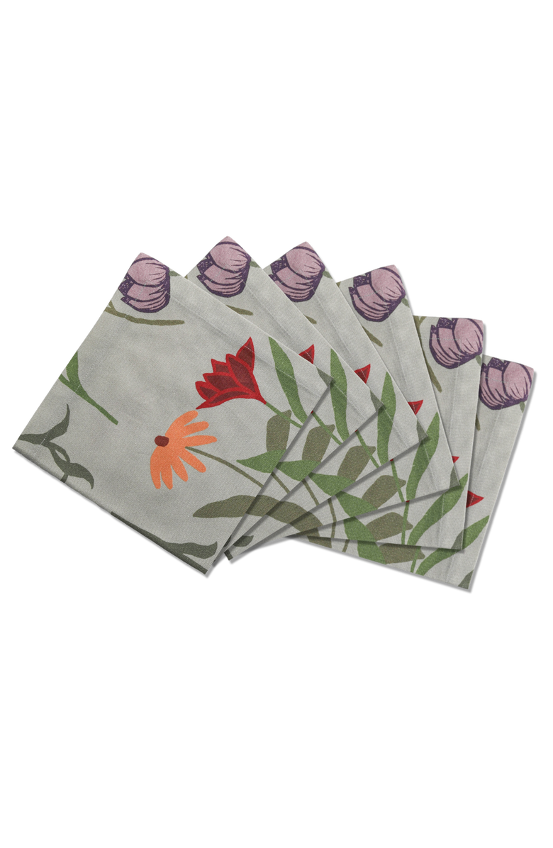 Sophie Williamson Design Napkins Picnic on the Meadow Offcut Version - Set of 6, Main, color, White