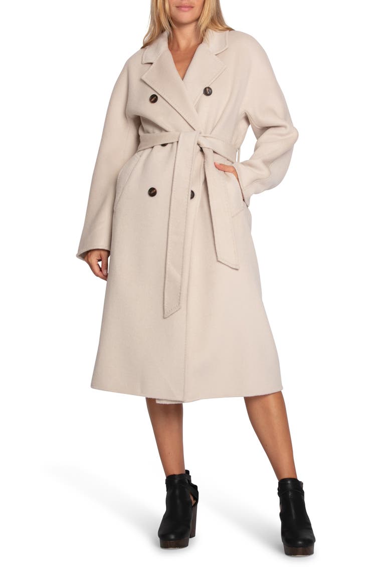 Real Love Double Breasted Maxi Coat, Main, color, PEARL