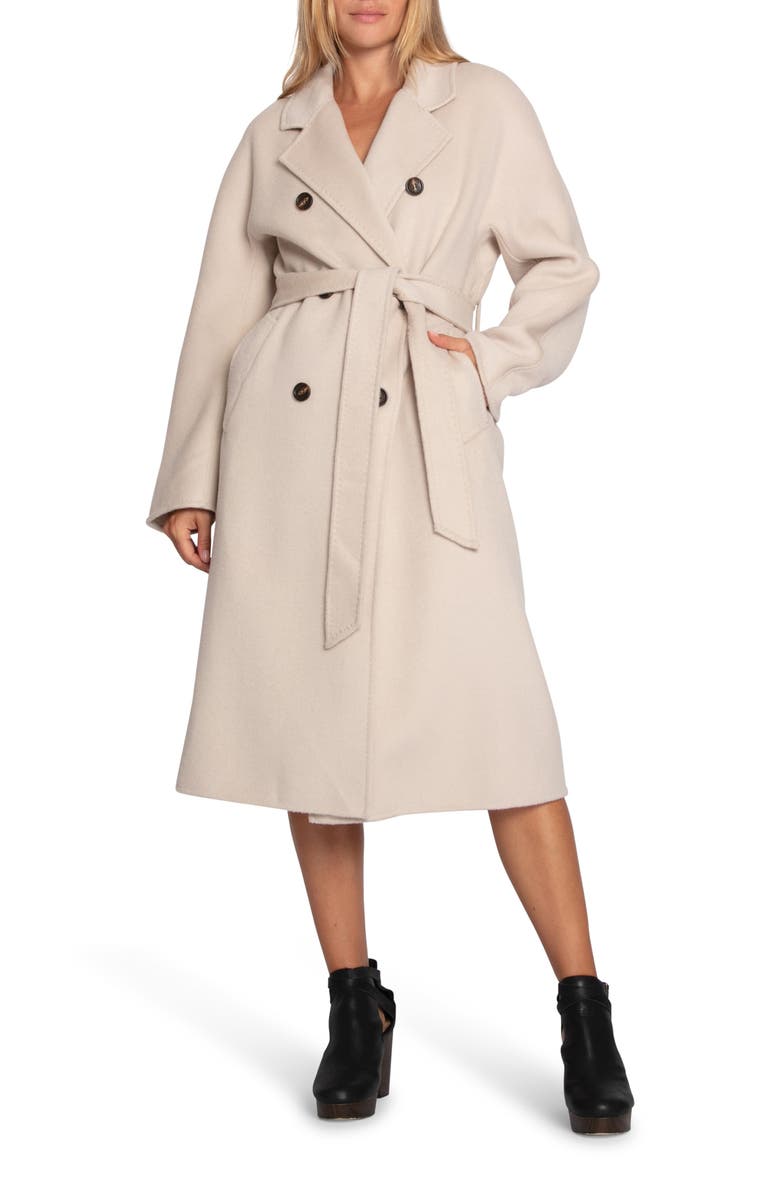 Belle & Bloom Real Love Double Breasted Maxi Coat, Main, color, Pearl