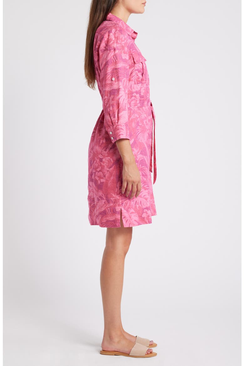 Paradise Palmera Tie Waist Shirtdress, Alternate, color, PINK PAPAYA