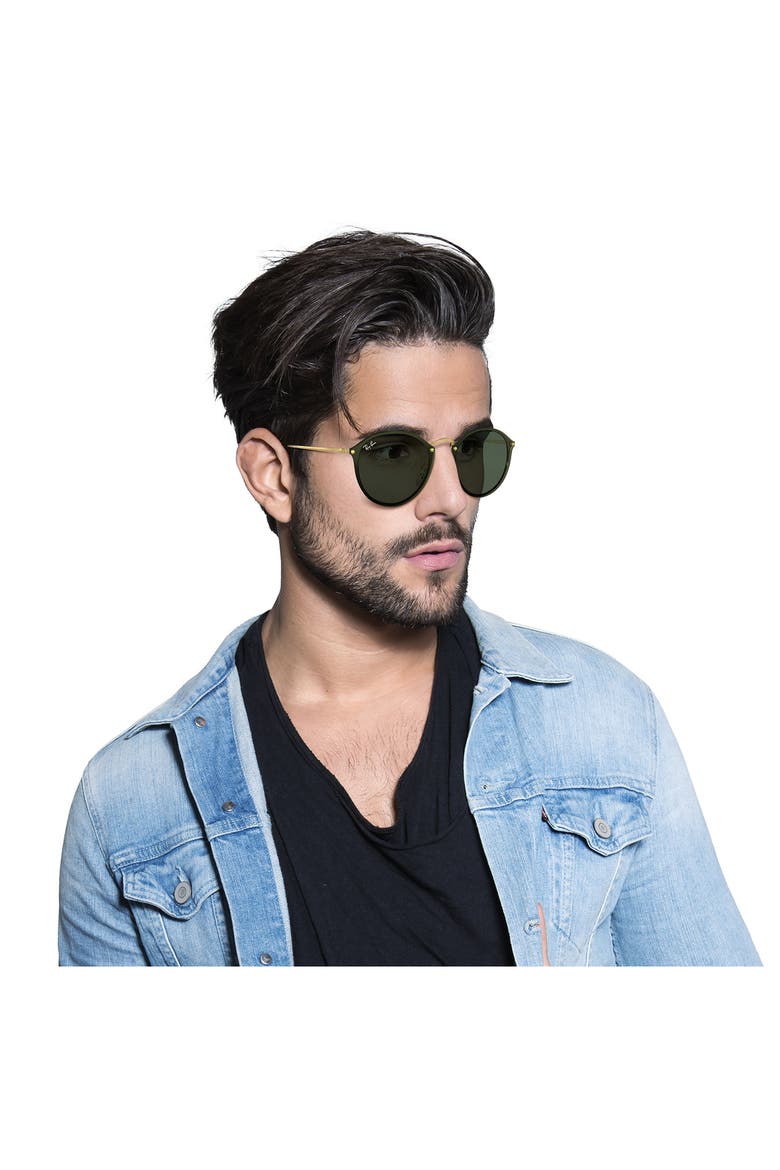 Blaze 59mm Round Sunglasses, Alternate, color, GOLD/ GREEN