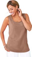 Jessica London Stretch Cotton Horseshoe Neck Tank