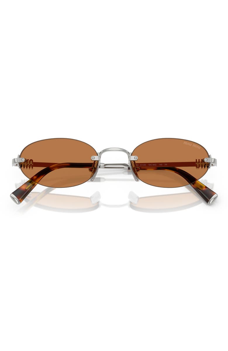 Miu Miu 51mm Oval Rimless Sunglasses, Alternate, color, Silver/ Brown