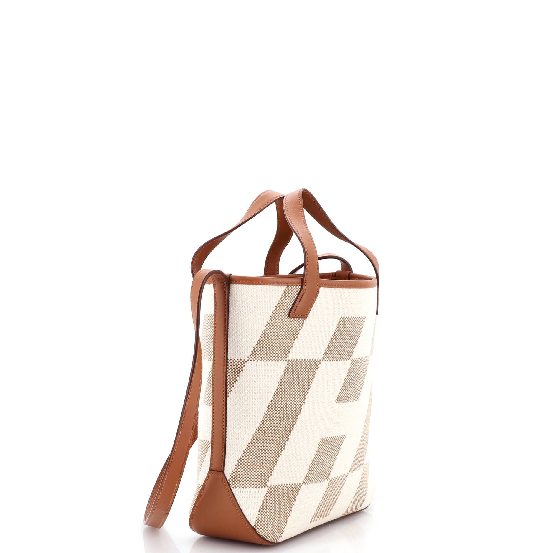 Cabas H en Biais Tote Canvas with Leather 27, Alternate, color, Gold