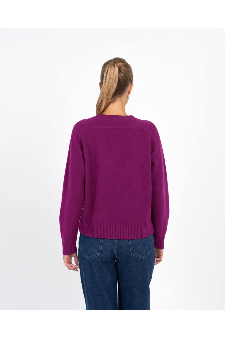 Merino Boxy Cardigan, Alternate, color, Damson