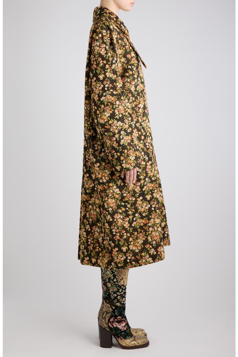 Rain Weave Floral Coat, Alternate, color, BROWN