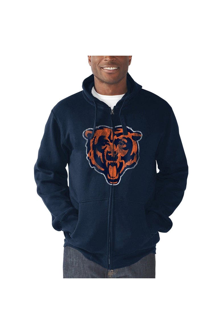 Men's G-III Sports by Carl Banks Navy Chicago Bears Primary Logo Full-Zip Hoodie, Alternate, color, Navy
