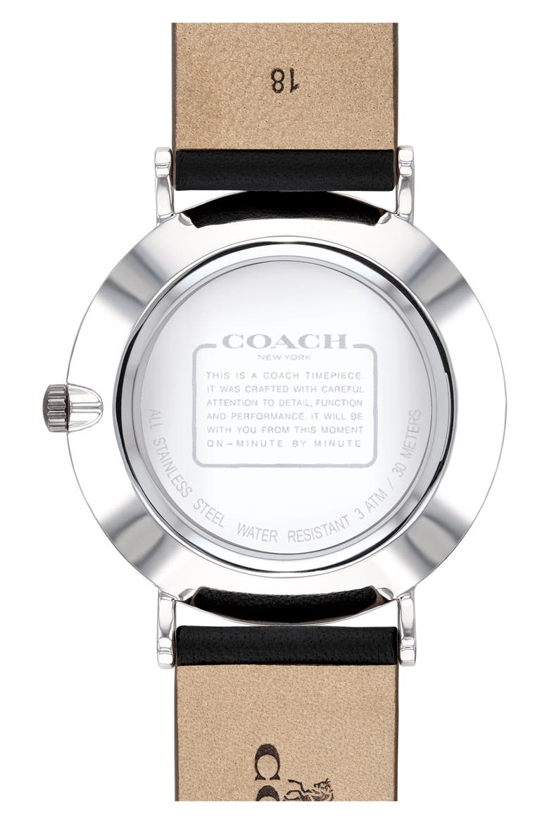 Perry Leather Strap Watch, 36mm, Alternate, color, SILVER/BLACK