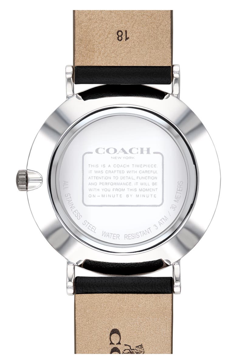 COACH Perry Leather Strap Watch, 36mm, Alternate, color, Silver/Black