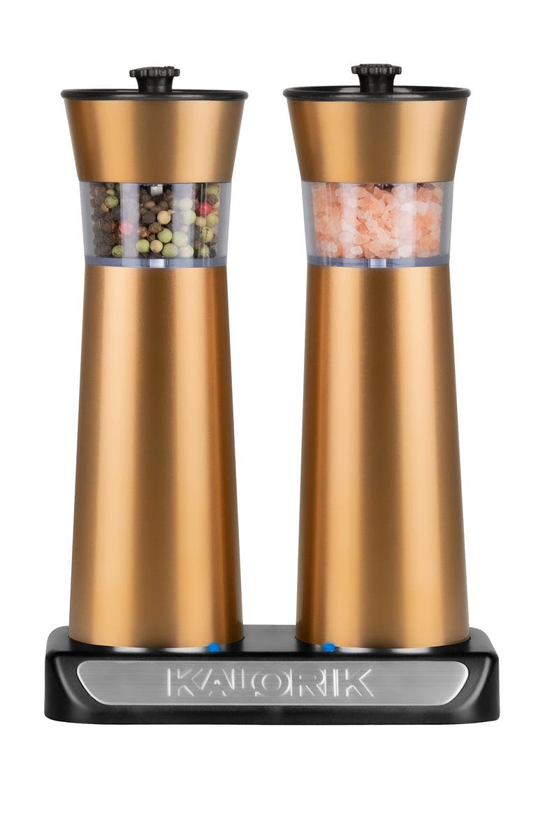 KALORIK Rechargeable Gravity Salt and Pepper Grinder Set - Copper, Alternate, color,