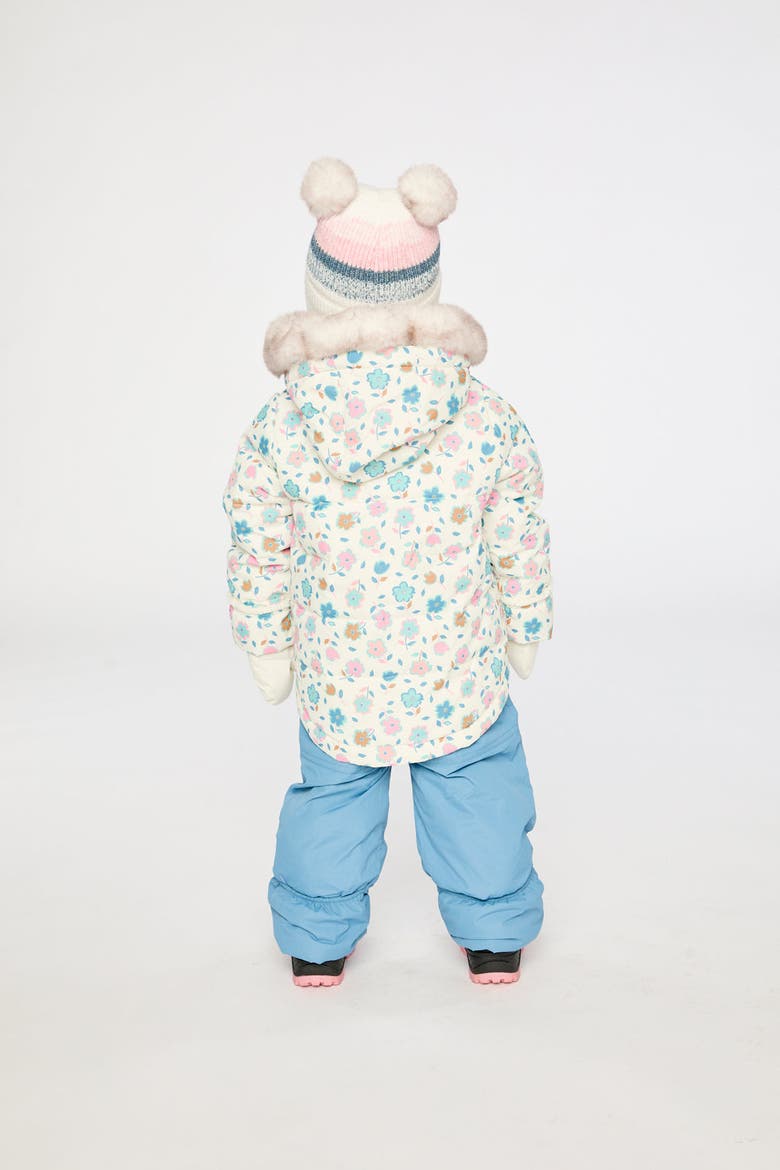 Floral Two Piece Coat Pants & Neckwarmer Snowsuit, Alternate, color, White with Floral Print