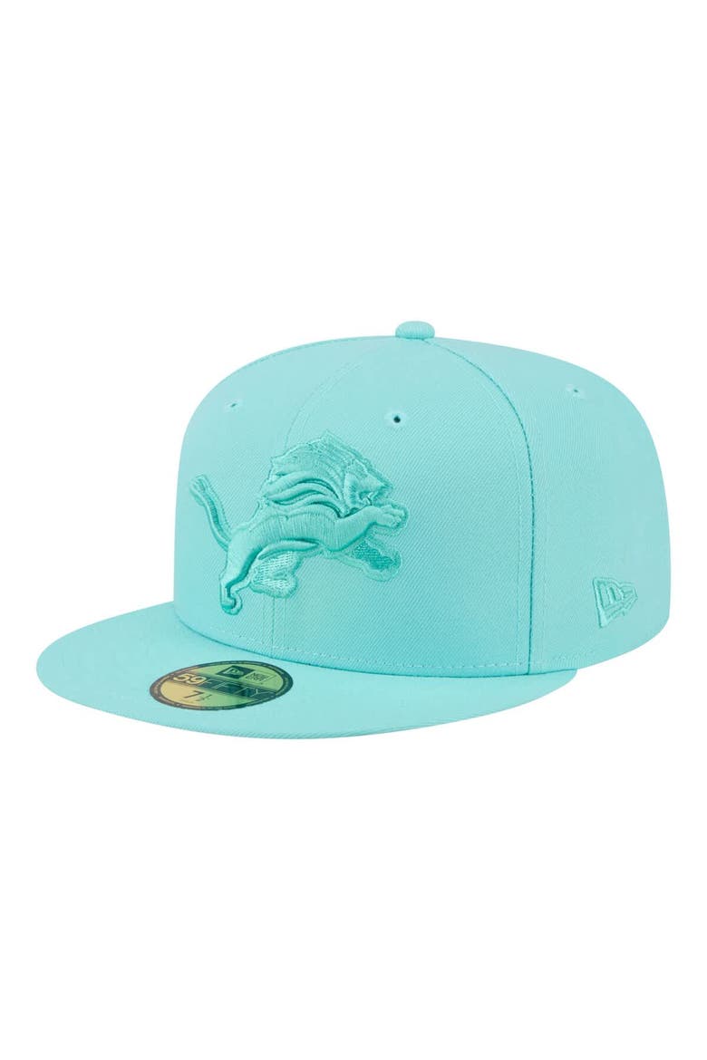 Men's New Era  Turquoise Detroit Lions Color Pack 59FIFTY Fitted Hat, Main, color, Turquoise