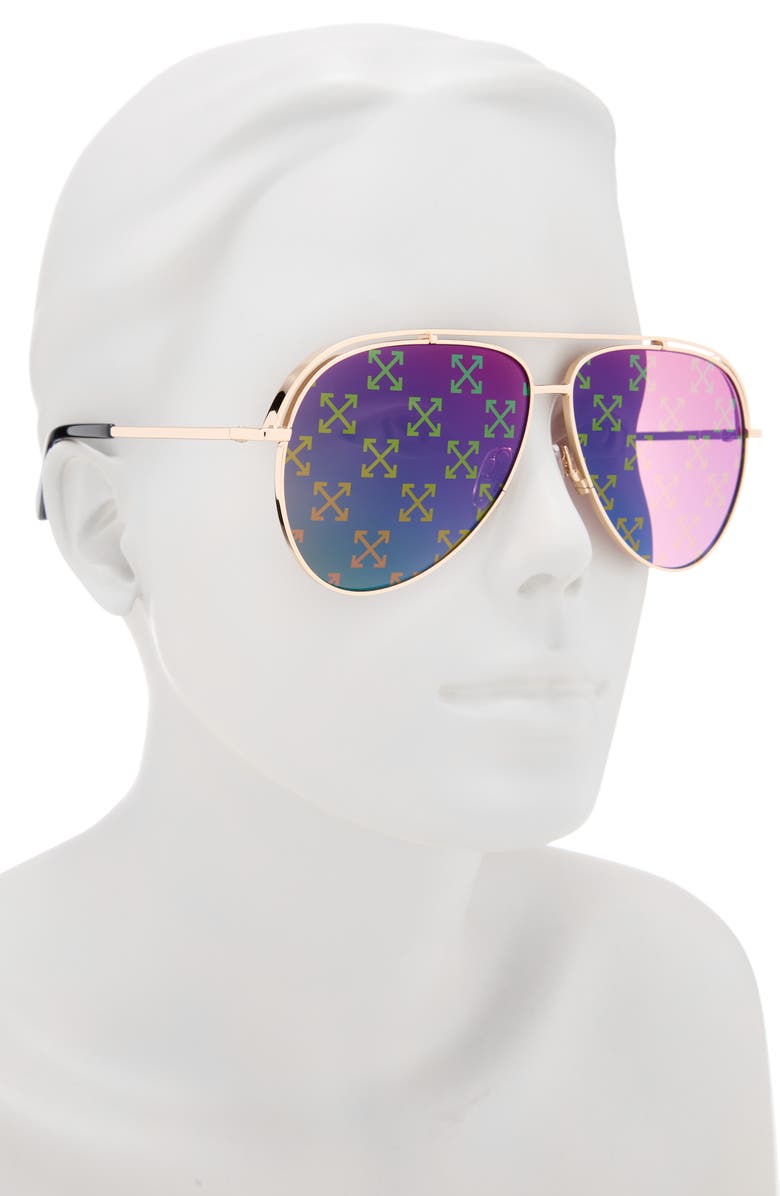 Off-White 62mm Winner Aviator Sunglasses, Alternate, color, Gold Brownlogo Gree