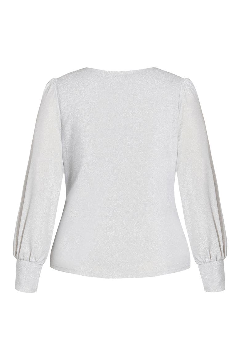 Glowing Shimmer Faux Wrap Top, Alternate, color, SILVER