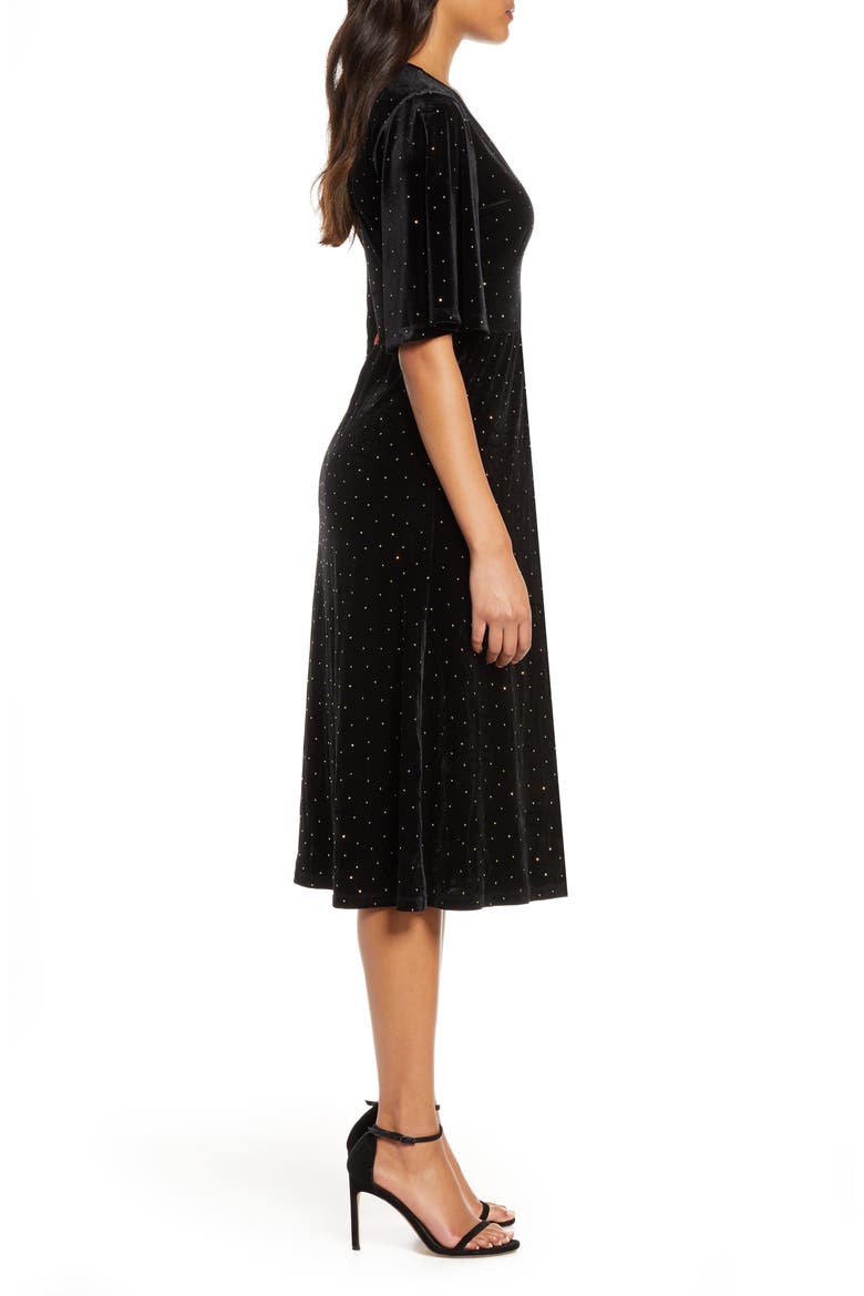 Zoe Dress, Alternate, color, GDVT - GOLD DOTTED VELVET