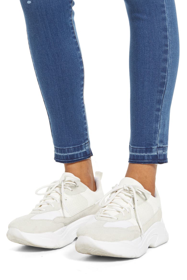 Ripped High Waist Skinny Jeans, Alternate, color, DARK WASH