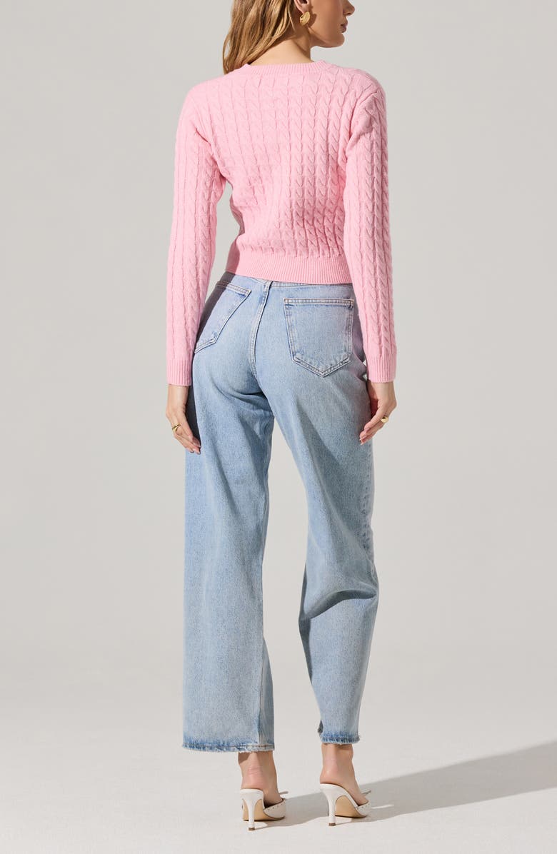 ASTR the Label Cable Stitch Cardigan, Alternate, color, Pink