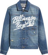 Billionaire Boys Club Script Logo Distressed Denim Trucker Jacket