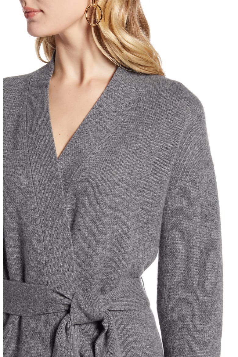 Wrap Cashmere Cardigan, Alternate, color, GREY DARK HEATHER