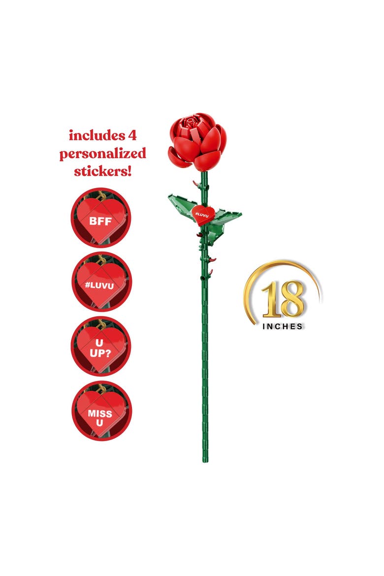 Bricktanicals Red Long Stem Rose Building Set, Alternate, color, Pink