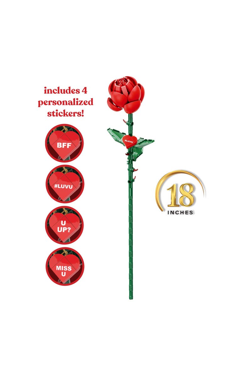 Brickcraft Bricktanicals Red Long Stem Rose Building Set, Alternate, color, Pink