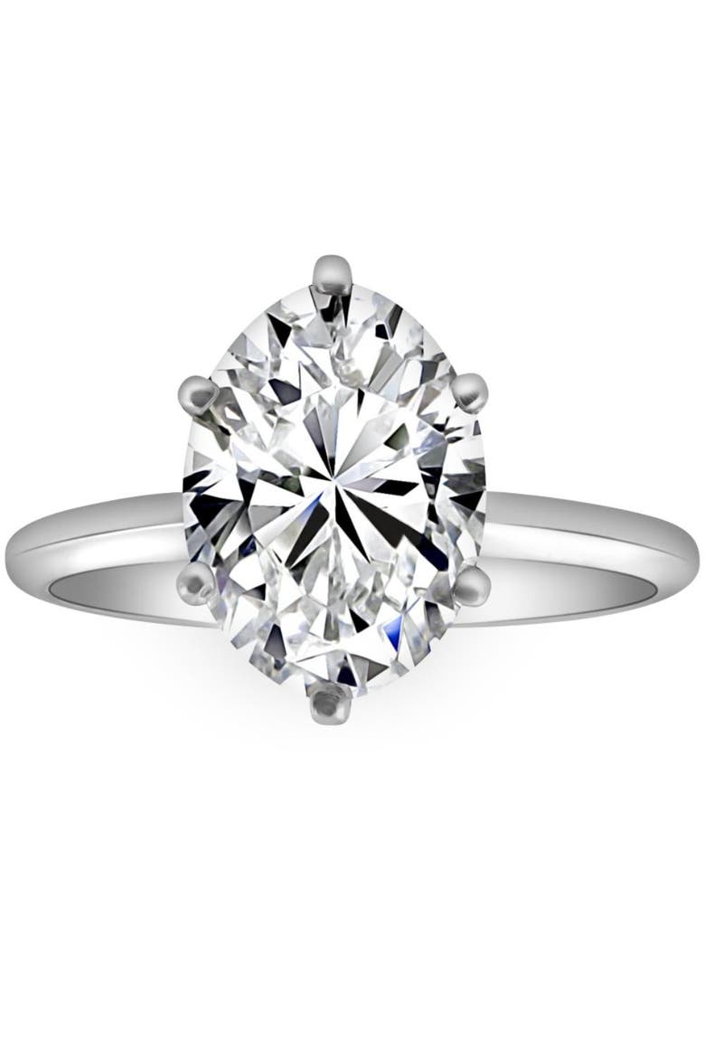 Certified 3CT Platinum Oval Diamond 6-Prong Solitaire Engagement Ring Lab Grown, Main, color, Platinum