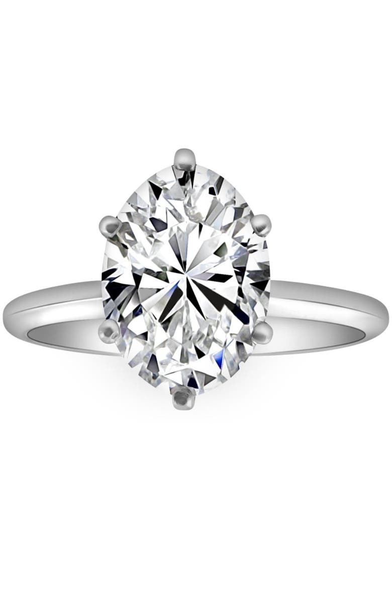 Bliss Diamond Certified 3CT Platinum Oval Diamond 6-Prong Solitaire Engagement Ring Lab Grown, Main, color, Platinum