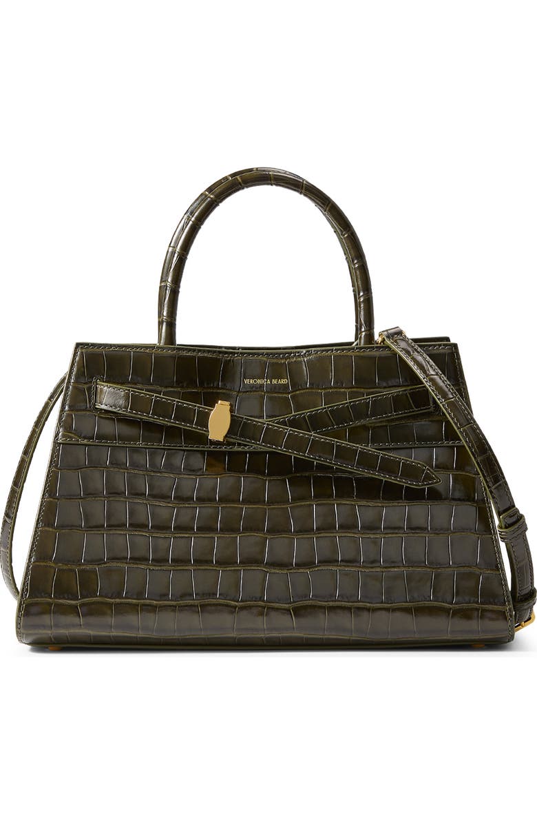 Veronica Beard Dash Croc Embossed Leather Top Handle Bag, Alternate, color,
