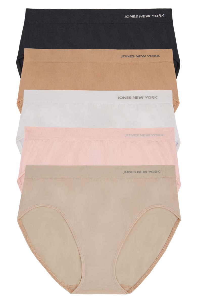 Jones New York Seamless 5-Pack Hi-Cut Briefs, Main, color, 