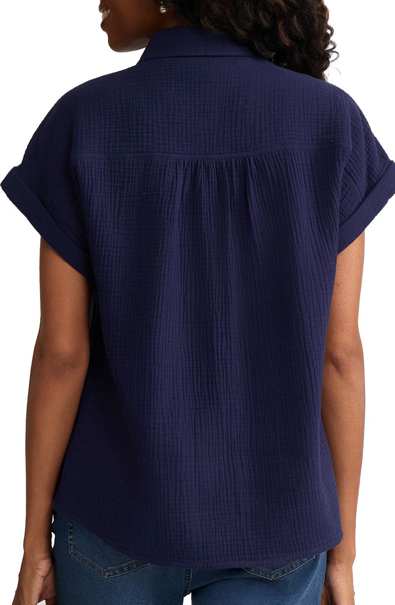 Jones New York Gauze Top, Alternate, color, Pacific Navy