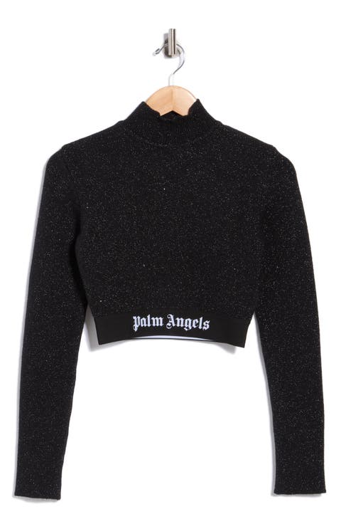Sparkle Mock Neck Long Sleeve Crop Top