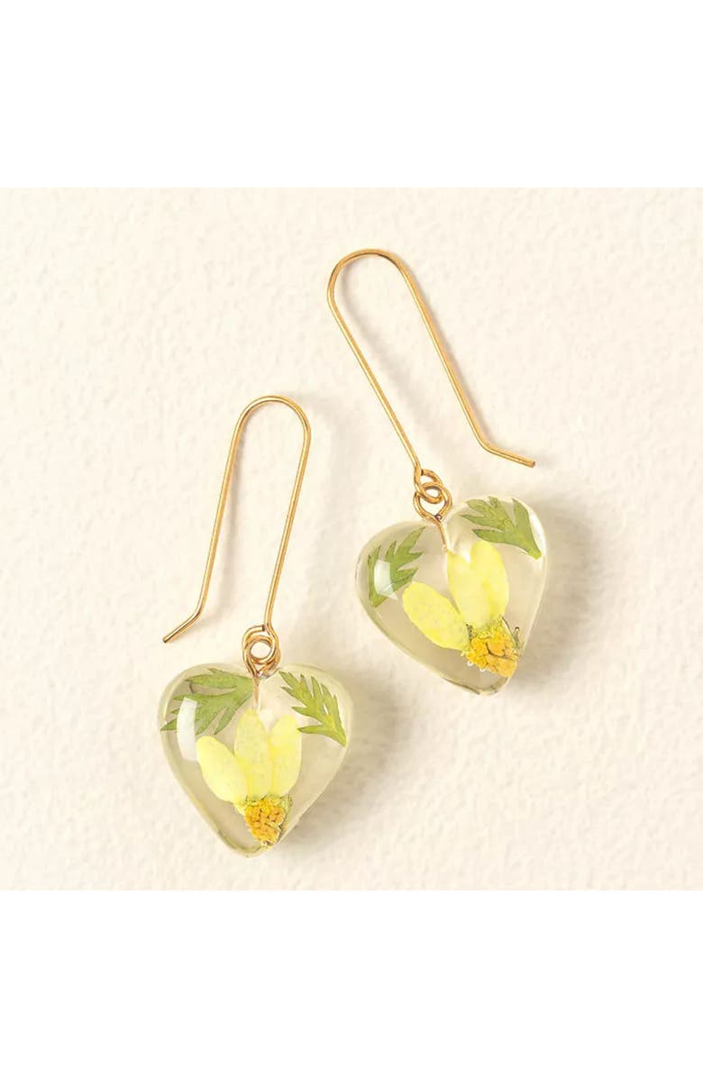 Uncommon Goods Birth Month Flower Heart Earrings by Belart, Alternate, color, Daisy