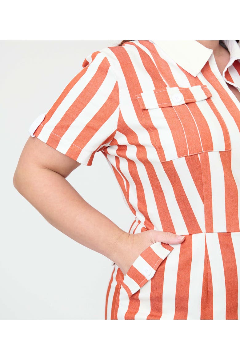 Plus Size 1960s Mia Romper, Alternate, color, Red & Ivory Stripe