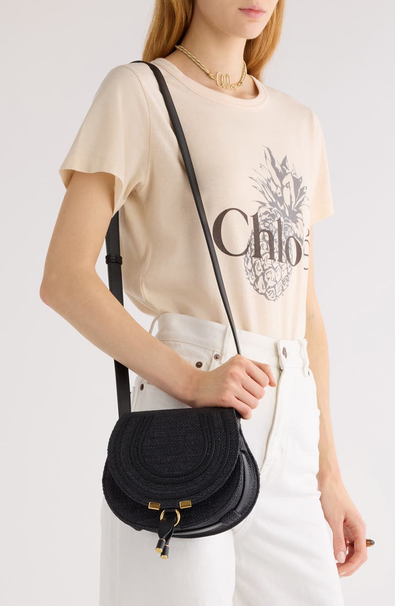 Chloé Small Marcie Woven Crossbody Bag, Alternate, color, Black