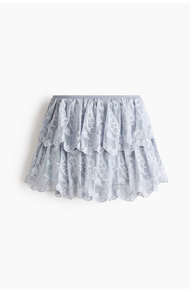 H&M Embroidered Tiered Skirt, Alternate, color, Light Blue