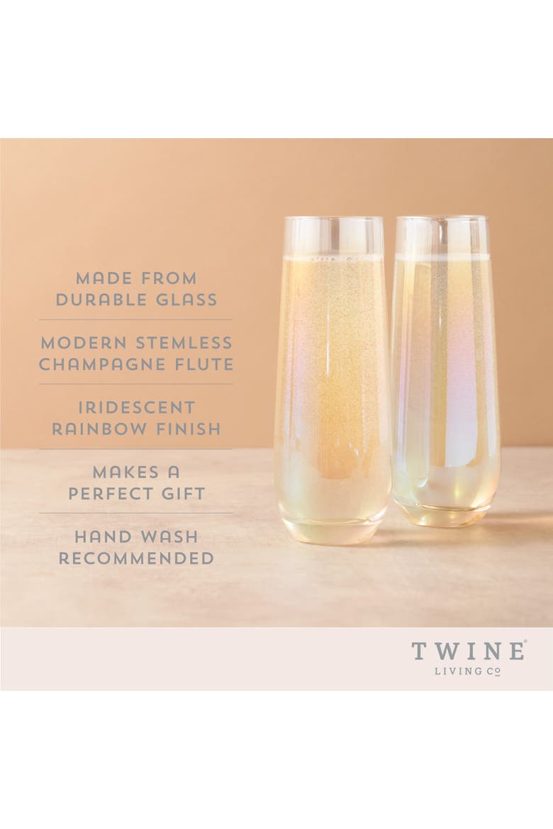 Luster Stemless Champagne Flutes Set of 2, Alternate, color, Multicolor