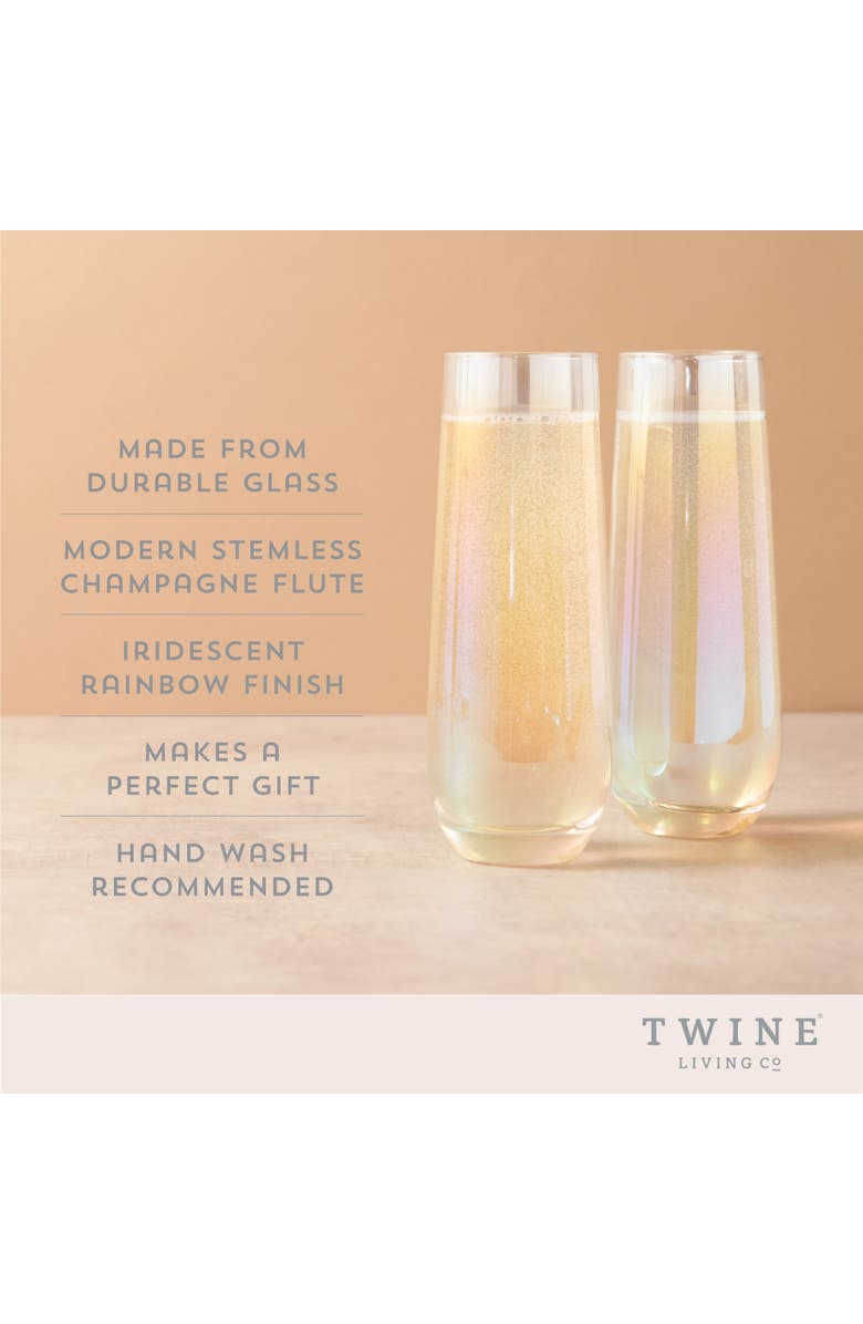 TWINE Luster Stemless Champagne Flutes Set of 2, Alternate, color, Multicolor